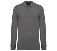 Greenspired Herren Piqué-Polohemd mit langen Ärmeln 180 g/m² XS - 4 XL Meliertes Grau XL