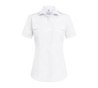 GREIFF Corporate Wear Simple Damen Pilotbluse Kurzarm New-Kentkragen Regular Fit Baumwollmix Oeko TEX® Pflegeleicht Weiß 36