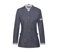 GREIFF Damen Kochjacke Im Bikerstyle Bäckerjacke Regular Fit Langarm mit Druckknopfverschluss - Farbe: Denimoptik Marine Gr: L