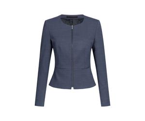 GREIFF Damen-Kurzblazer SF Modern 37.5 Pinpoint mit Reißverschluss Kleidergröße 36; blau