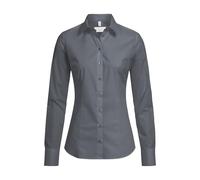 GREIFF Größe 38 Corporate Wear Basic Damen Bluse Lamgarm Slim Fit Kent Kragen Grau Modell 6510
