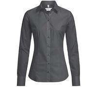 Greiff Größe 40 Corporate Wear Basic Damen Bluse Lamgarm Slim Fit Kent Kragen Grau Modell 6510