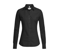 Greiff Größe 42 Corporate Wear Basic Damen Bluse Lamgarm Slim Fit Kent Kragen Schwarz Modell 6510