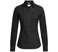 Greiff Größe 42 Corporate Wear Basic Damen Bluse Lamgarm Slim Fit Kent Kragen Schwarz Modell 6510
