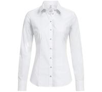 GREIFF Größe 42 Corporate Wear Basic Damen Bluse Lamgarm Slim Fit Kent Kragen Weiß Modell 6510