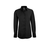 Greiff Größe 42 Corporate Wear Basic Damen Bluse Langarm Regular Fit Schwarz Modell 6515