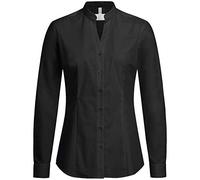 GREIFF Größe 46 Gastro Moda Service Damen Bluse Langarm Regular Fit Schwarz Stehkragen V-Ausschnitt Modell 6572 1127