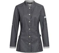 GREIFF Größe M Gastro Moda Damen Cuisine Premium Kochjacke Bikerstyle Regular Fit Denimoptik Anthrazit Modell 5415 6912