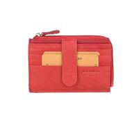 GRESEL Kreditkartenetui Herren Damen aus Echtem Leder, Schlank, mit Reißverschlussfach für Münzen & Scheine, Weich, Rot