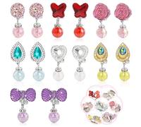 Grevosea 7 Paare Clip Ohrringe Mädchen,kinder Ohrringe klipp ohrklipser Mädchen Ohne Ohrlöcher,kinder Ohrringe Klips Prinzessin Schmuck Zubehör Spiel Ohrringes Mit Klaren Boxen