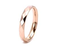 Grewod 3mm Damen Edelstahl Ring Raute Facettiert Dünn Gr.52 (16.6), Rosegold, Eheringe Trauringe Verlobungsring Schmuck
