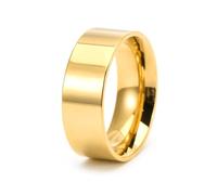 Grewod 8mm Herren Edelstahl Ring Gold Schlicht Poliert Gr.70 (22.3), Trauring Eheringe Verlobungsring Schmuck