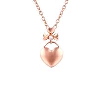 Grewod Anhänger Kette Damen Rotgold 18 Karat 750 Herz Schloss mit Rund Diamant Halskette Schmuck 45cm