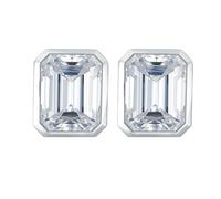 Grewod Damen Ohrringe Silber 925 Einfach 7ct Rechteck Moissanite Ohrstecker Ohrschmuck Nickelfrei