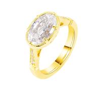 Grewod Ehering Damen Gold 375 9K Oval Moissanite Ring Schmuck Echtgold Verlobungsring Größe 62 (19.7)