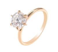 Grewod Ehering Damen Gold 585 14 Karat Solitärring mit 6 Krallen und 1ct Oval Moissanite Ringe für Hochzeit Größe 62 (19.7)