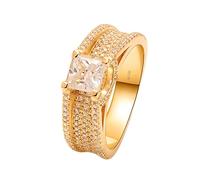 Grewod Eheringe Gold 585er Damen Vintage 1ct Moissanit und 0.61ct Labor Diamant Ring Schmuck Größe 52 (16.6)
