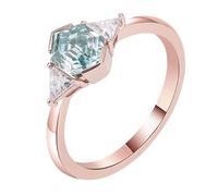 Grewod Eheringe Hochzeit Damen Rotgold 750 Geometrisch Form mit 1ct Paraíba Turmalin und Moissanite Ring Verlobungsring Schlicht Größe 49 (15.6)