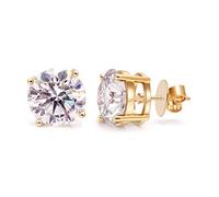 Grewod Gelbgold Ohrstecker 585 Damen Elegant Rund 5ct Moissanit Ohrringe Echt Gold Nickelfrei Hochzeit Schmuck