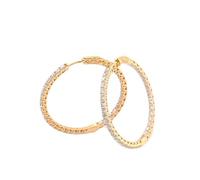 Grewod Gold Ohrringe Damen 585 Echtgold 40mm Elegant Groß Kreis mit Rund Moissanite Creolen Schmuck Hochzeit