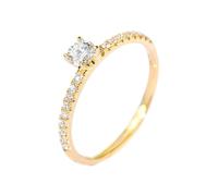 Grewod Gold Ring 750 Damen Rund Moissanite Verlobungsring und Ehering Echtgold Schmuck Größe 62 (19.7)