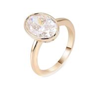 Grewod Goldring 585 14K Damen Klassisch Oval Moissanite Hohl Tropfen 2ct Ringe für Verlobung Größe 57 (18.1)