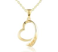 Grewod Halskette Damen Kette 9K Gelbgold Love Herz Hochzeit Anhänger Halskette Echtgold Schmuck 45cm