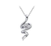 Grewod Kette mit Anhänger Damen Weißgold 585 14 Karat Schlange mit 0.1ct Rund Labor Diamant Halskette 40+5 CM