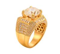 Grewod Männer Ringe Schmuck 18K Gold 750 Breit Luxus mit 5ct Rund Moissanit und Zirkonia Eheringe Trauringe Größe 63 (20.1)