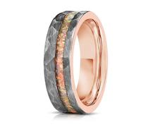 Grewod Mode Ring Damen und Herren Wolfram 6mm Rosegold Grau Geometrisch Geometrisch mit Opal Einlage Eheringe Größe 53 (16.9)