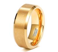 Grewod Modeschmuck Ring, Damen und Herren Wolfram 8mm Gold Gebürstet Ehe Verlobungsringe Größe 62 (19.7)