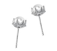 Grewod Nickelfreie Ohrringe Stecker Damen Weißgold 18 Karat 750 Krone mit Rund Tropfen Ohrstecker Ohrschmuck