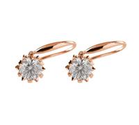 Grewod Ohrhänger für Damen 14K 585 Rotgold Schneeflocke Herz mit 2ct Rund Moissanite Ohrringe Hochzeit Schmuck