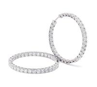 Grewod Ohrringe 585 Weißgold Damen Elegant Kreis mit 1.5mm Rund Moissanite Creolen Hochzeit Schmuck