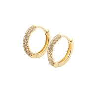 Grewod Ohrringe Gold 585 Damen Einfach Rund Moissanite Hochzeit Creolen Echtgold Schmuck mit Stein Elegant