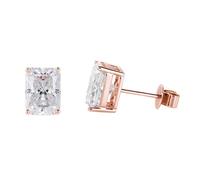 Grewod Ohrstecker Elegant Damen Rosegold 18K Einfach 5x7mm Quadratisch Moissanite Ohrringe Ohrschmuck Nickelfrei