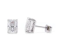 Grewod Ohrstecker Piercing Damen 375 Weißgold Einfach 5x7mm Quadratisch Moissanite Ohrringe Schmuck Hochzeit