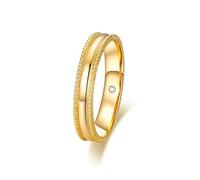 Grewod Ring 18K Gold Herren Rund Moissanite Hochzeit Ring Schlicht Echtgold Schmuck Größe 56 (17.8)