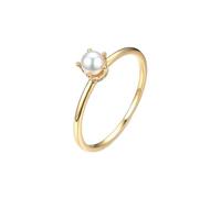Grewod Ring Gold 375 Damen Perle Krone Hochzeit Ringe für Verlobung Echtgold Schmuck Größe 61 (19.4)