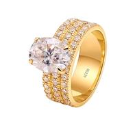 Grewod Ring Gold 750 Damen Elegant Oval Moissanit 2ct Hochzeitsringe Eheringe Verlobungsring Schmuck Größe 62 (19.7)