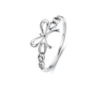 Grewod Ring Hochzeit Damen 9K 375 Weißgold Schleife Ring Schmuck Verlobung Eheringe Größe 54 (17.2)