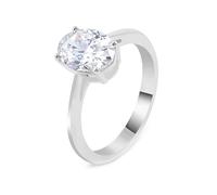 Grewod Ring Verlobung Damen 14 Karat Weißgold Klassisch Solitär Oval Moissanite 1ct Schmuck Ringe Größe 65 (20.7)