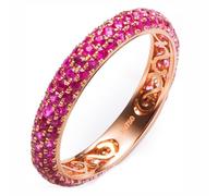 Grewod Ringe Damen 18K Rosegold 750 Vintage Ranken Ewigkeitsring mit 1.23ct Rund Rubin Hochzeitsringe Eheringe Größe 58 (18.5)