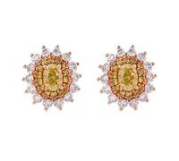 Grewod Rosegold Ohrringe Damen 585 Echtgold Blume mit 1ct Oval Moissanite Ohrstecker Ohrschmuck Piercing