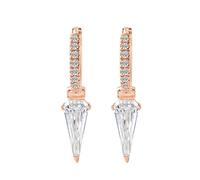 Grewod Rosegold Ohrringe Damen 585 Echtgold Unregelmäßige Geometrisch Form mit Rund Moissanite Creolen