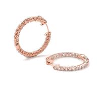 Grewod Rotgold Ohrringe Damen 585 Echtgold Creolen Elegant Kreis mit 1.5mm Rund Moissanite Ohrringe Hochzeit Schmuck