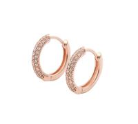 Grewod Rotgold Ohrringe Damen 585 Echtgold Einfach Rund Moissanite Creolen Ohrschmuck Nickelfrei