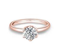 Grewod Schmuck Ring Damen 750 Rotgold Blumen Solitärring mit 1ct Moissanite Ehe und Verlobungsring Größe 61 (19.4)