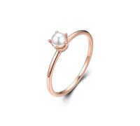 Grewod Schmuck Ringe Damen 9 Karat Rotgold Perle Krone Trauringe Ring Verlobung Eheringe Größe 54 (17.2)