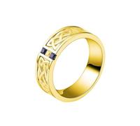 Grewod Trauringe Hochzeit Herren Gold 18K Keltisch Knoten mit Quadratisch Moissanite und Labor Erstellt Saphir Ringe Größe 57 (18.1)
